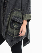 Unisex Spiral Stonewashed Tunic Top in Black