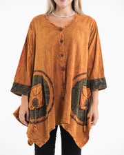 Unisex Spiral Stonewashed Tunic Top in Orange