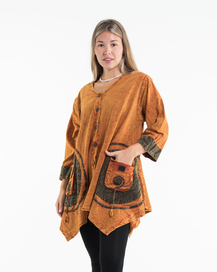 Unisex Spiral Stonewashed Tunic Top in Orange