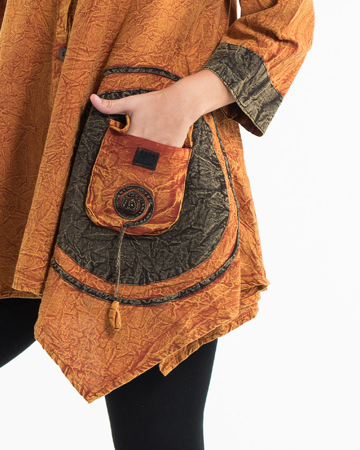 Unisex Spiral Stonewashed Tunic Top in Orange