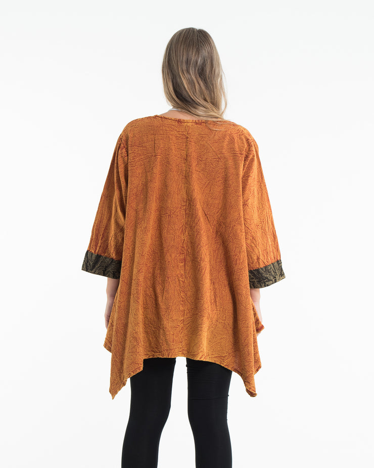 Unisex Spiral Stonewashed Tunic Top in Orange