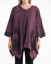 Unisex Spiral Stonewashed Tunic Top in Purple