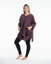 Unisex Spiral Stonewashed Tunic Top in Purple