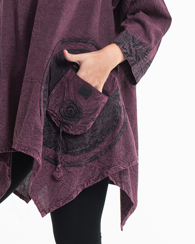 Unisex Spiral Stonewashed Tunic Top in Purple