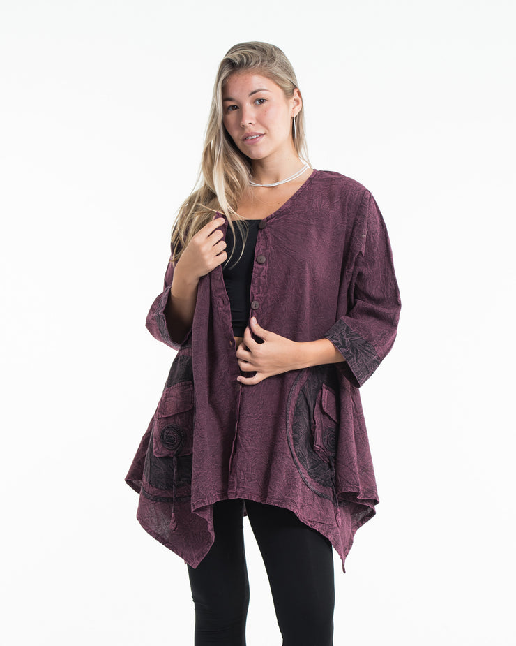 Unisex Spiral Stonewashed Tunic Top in Purple