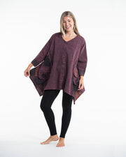 Unisex Patchwork Stonewashed Tunic Top in Purple