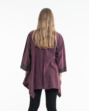 Unisex Patchwork Stonewashed Tunic Top in Purple