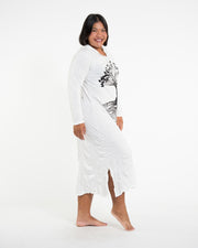 Womens Tree of Life Long Hoodie Dress in White L/XL