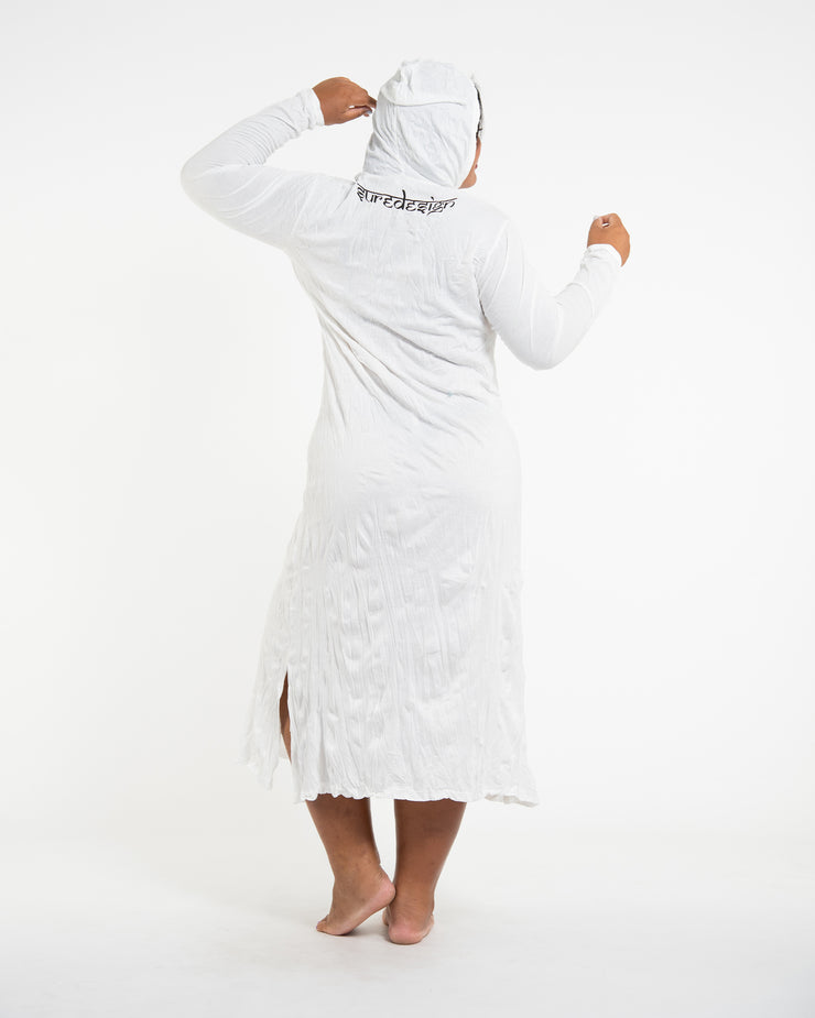 Womens Tree of Life Long Hoodie Dress in White L/XL