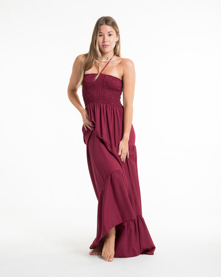 red smocked maxi dress Complete Together Red Smocked Maxi Dress