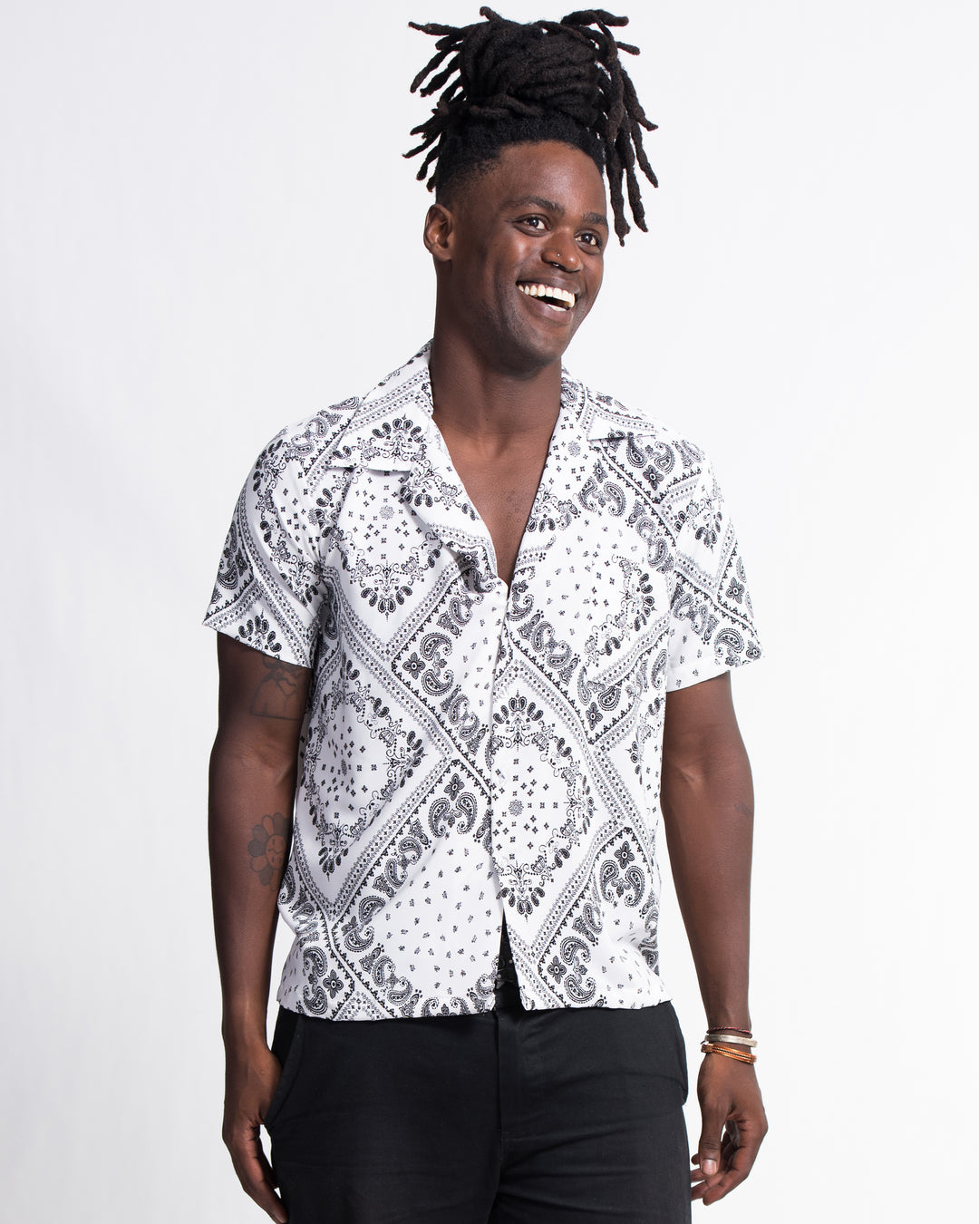 black and white paisley dress shirt Black & White Paisley Dress Shirt Main & Co Kingdom Wear