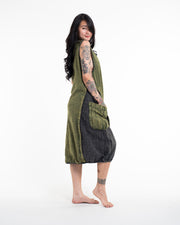 Colorblock Stonewash Tank Dress in Green