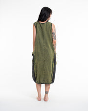 Colorblock Stonewash Tank Dress in Green