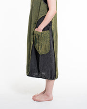 Colorblock Stonewash Tank Dress in Green