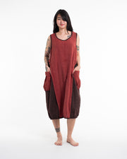 Colorblock Stonewash Tank Dress in Red