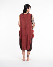 Colorblock Stonewash Tank Dress in Red