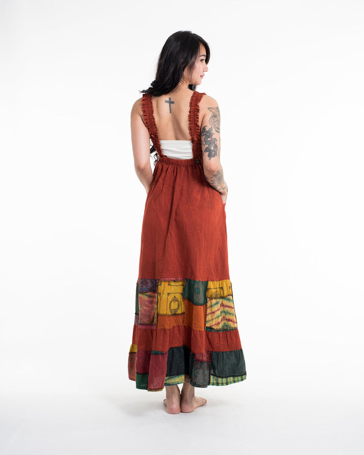 orange overall dress Patchwork Stonewash in Multi – Sure Design or long sleeves Size:3 (Size 10 - 12) COLLECTION:Poplin Vineyard Stroll Yellow Floral