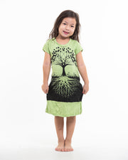 Kids Tree of Life Dress in Lime