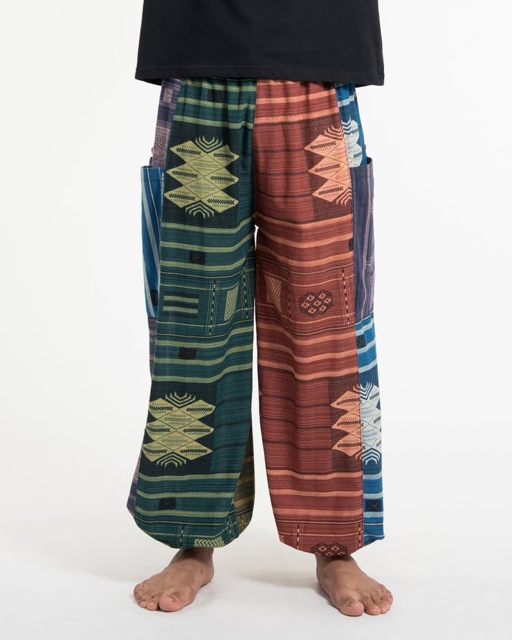 Unisex Patchwork Thai Hill Tribe Fabric Cotton Pants in Multi