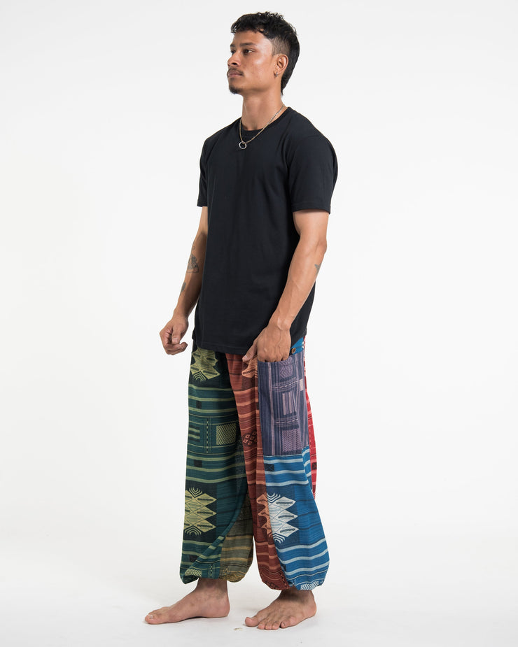 Unisex Patchwork Thai Hill Tribe Fabric Cotton Pants in Multi