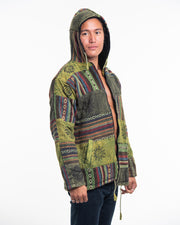 Patchwork Stone Washed Cotton Jacket in Green 01