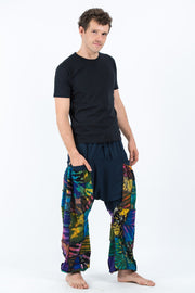 Unisex Tie Dye Cotton Harem Pants in Patchwork Blue