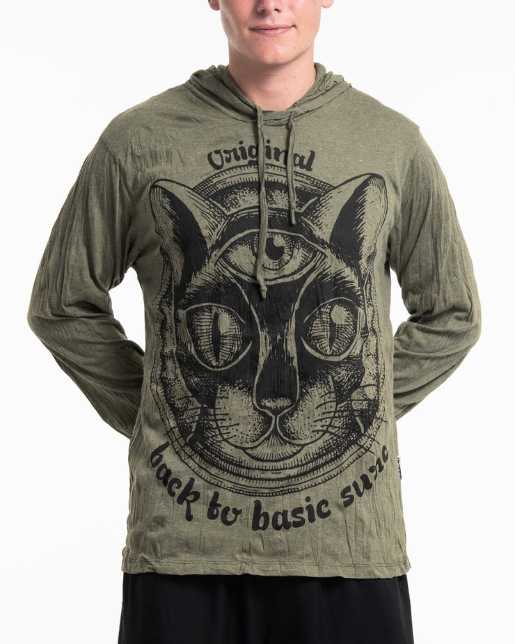 Unisex Three Eyed Cat Hoodie in Green