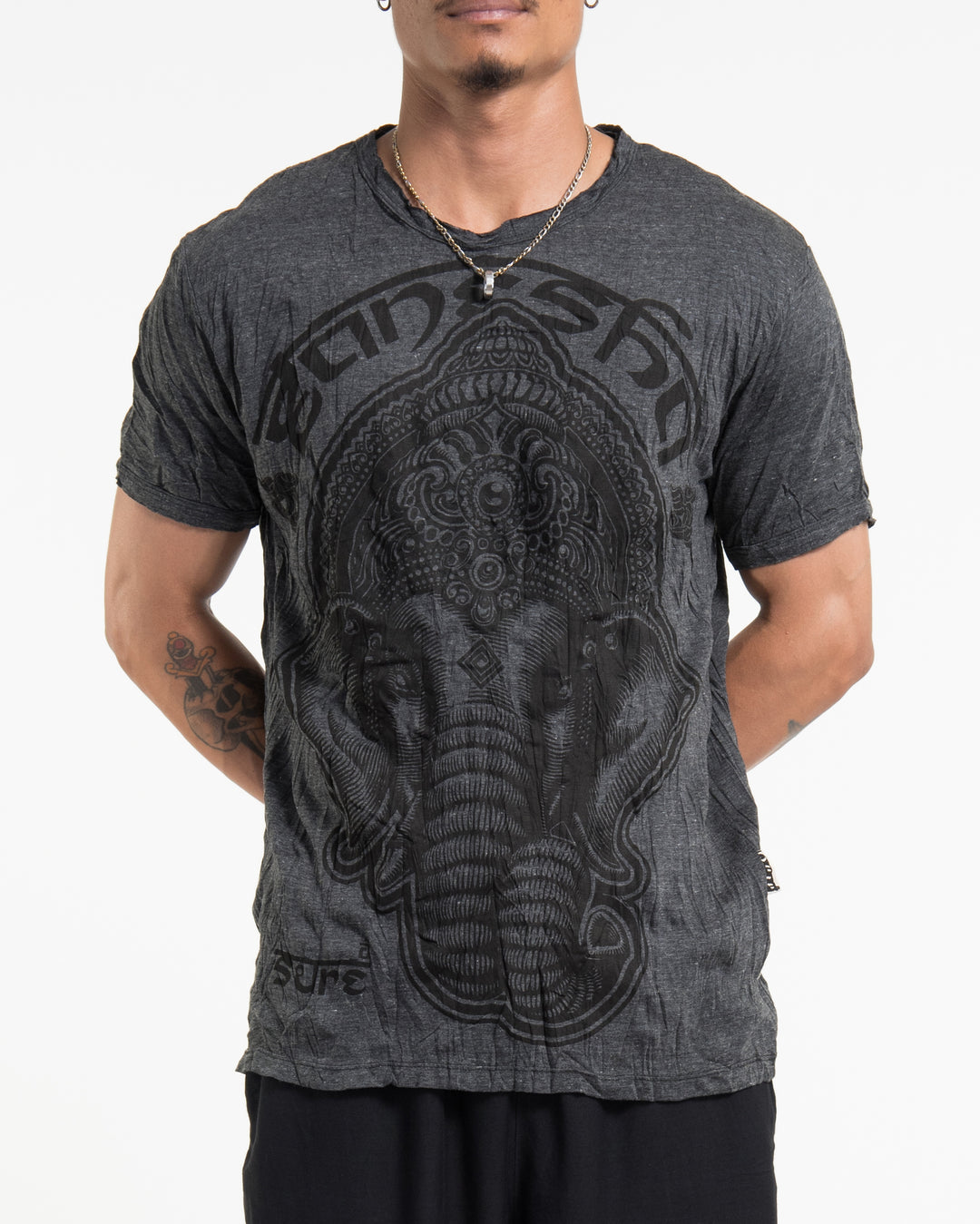 Sure Design Mens Majestic Ganesha T-Shirt in Black