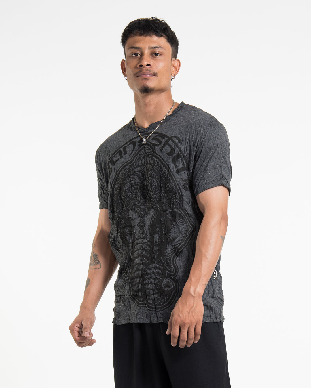 Sure Design Mens Majestic Ganesha T-Shirt in Black