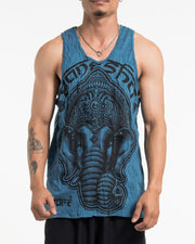 Mens Majestic Ganesha Tank Top in Denim Blue