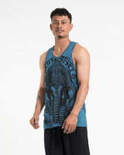 Mens Majestic Ganesha Tank Top in Denim Blue