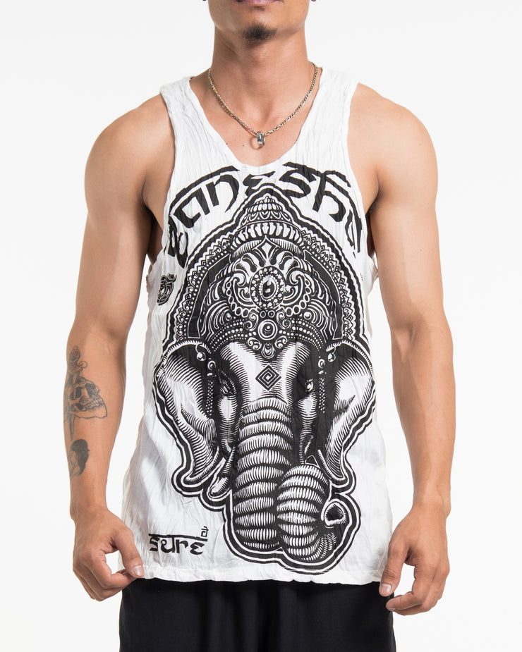 Mens Majestic Ganesha Tank Top in White
