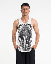 Mens Majestic Ganesha Tank Top in White