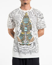 Mens Big Guardian Demon Tattoo T-Shirt in White