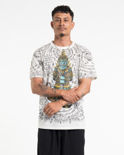 Mens Big Guardian Demon Tattoo T-Shirt in White