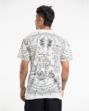 Mens Big Guardian Demon Tattoo T-Shirt in White