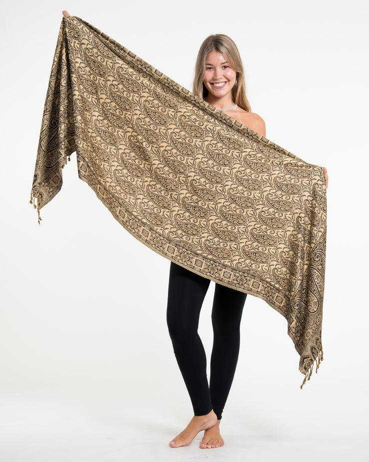 Indian Traditional Paisley Pashmina Shawl Scarf in Black
