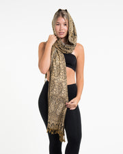 Indian Traditional Paisley Pashmina Shawl Scarf in Black