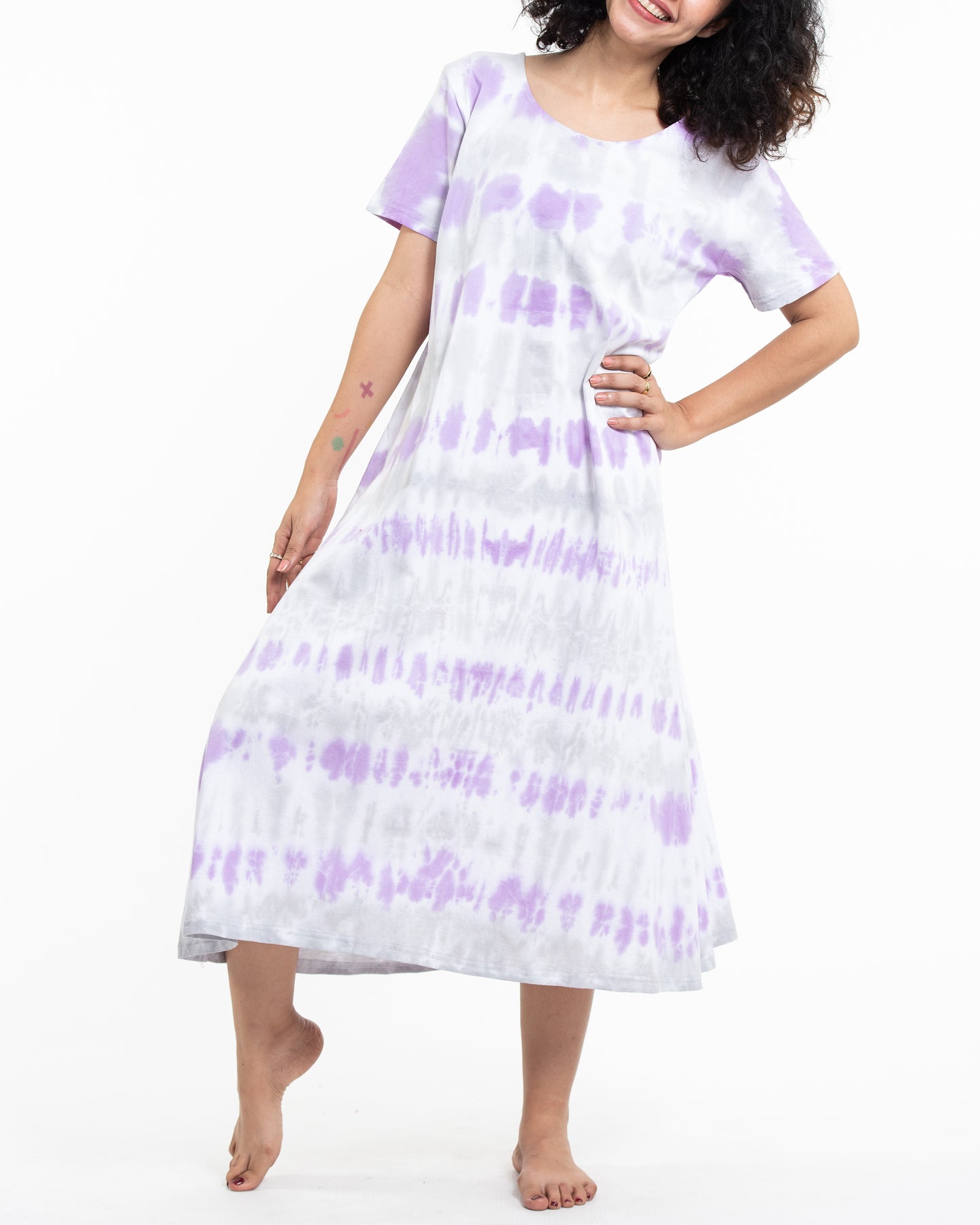 Tie Dye Loose Midi Dress in Purple – Sure Design