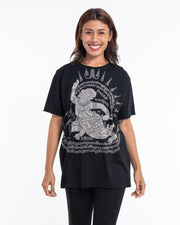 Unisex Hanuman Tattoo Cotton T-Shirt in Black