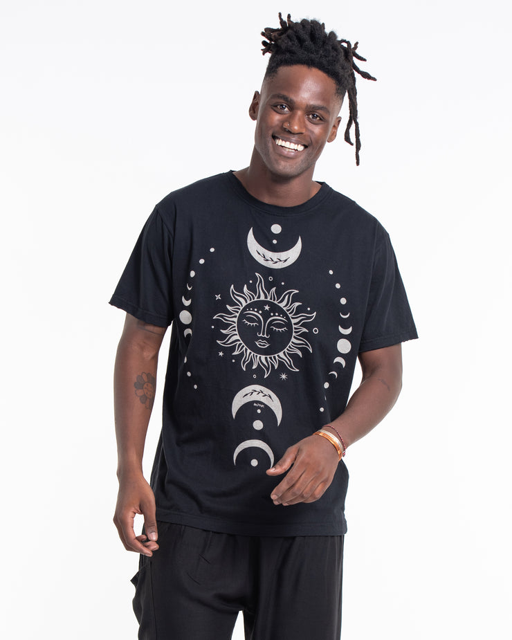 Unisex Sun Moon Cotton T-Shirt in Black
