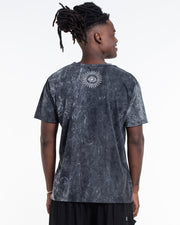 Unisex Ganesh Stone Washed Cotton T-Shirt in Black