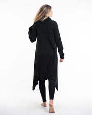 Ultra Long Hooded Sweater in Black