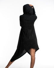 Hooded Pixie Sweater Dress in Black