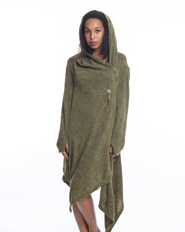 Sure Design Hooded Pixie Sweater Dress in Green Sure Design Hooded Pixie Sweater Dress in Green