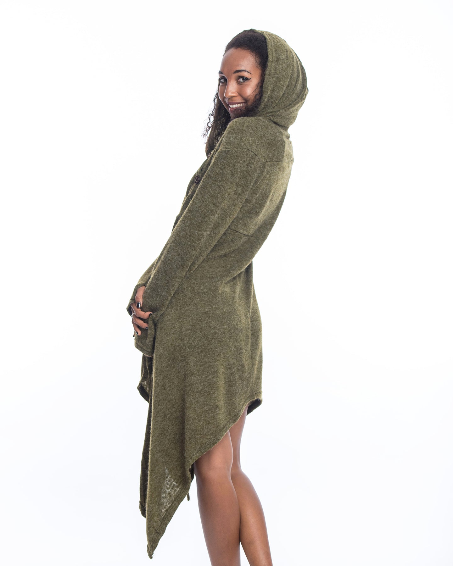 Sure Design Hooded Pixie Sweater Dress in Green Sure Design Hooded Pixie Sweater Dress in Green