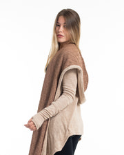 Hoodie Shawl Cardigan in Brown