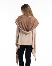Hoodie Shawl Cardigan in Brown