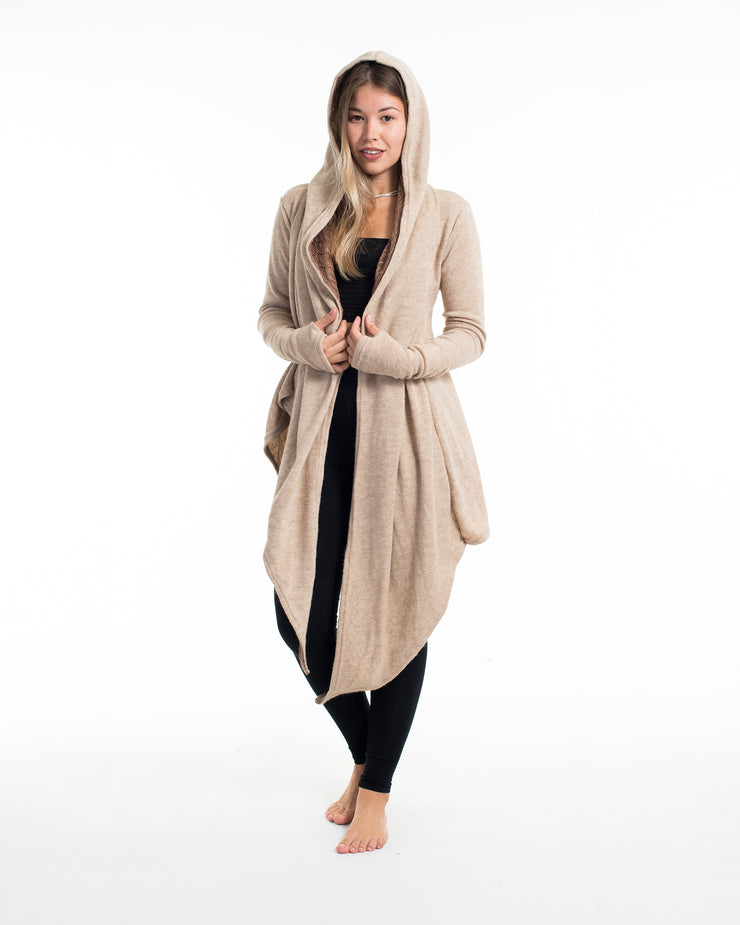 Hoodie Shawl Cardigan in Brown