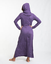 Womens Lotus Om Long Hoodie Dress in Purple